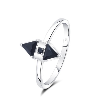 Triangles With CZ Stone Silver Ring NSR-4154